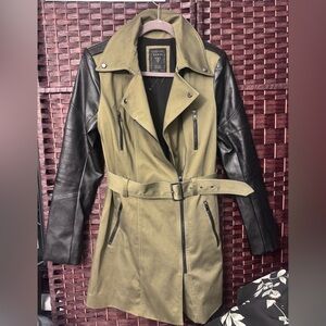 Guess Women's Olive and Black Trench Coat